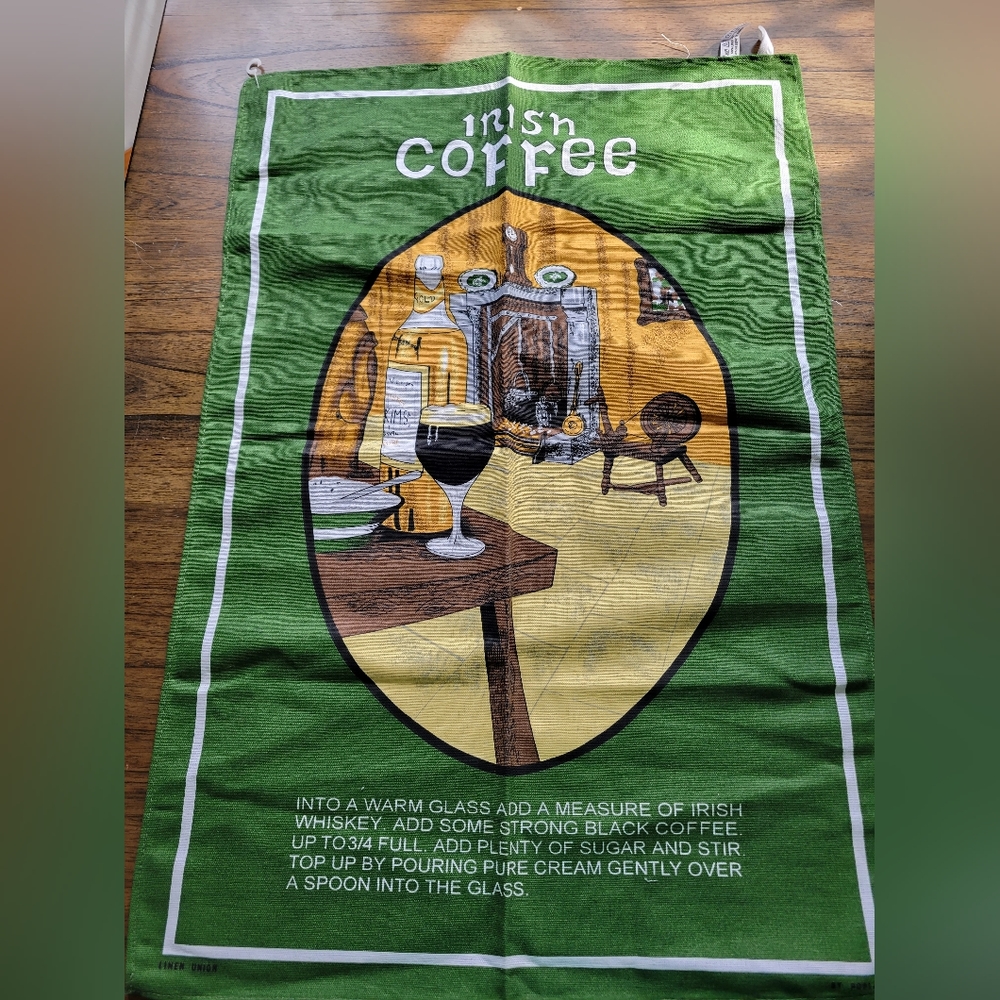 Vintage Irish Coffee tea towel linen